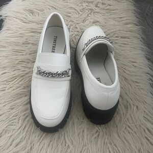 White Shoes Size 8 Slip On Black Platform Heel